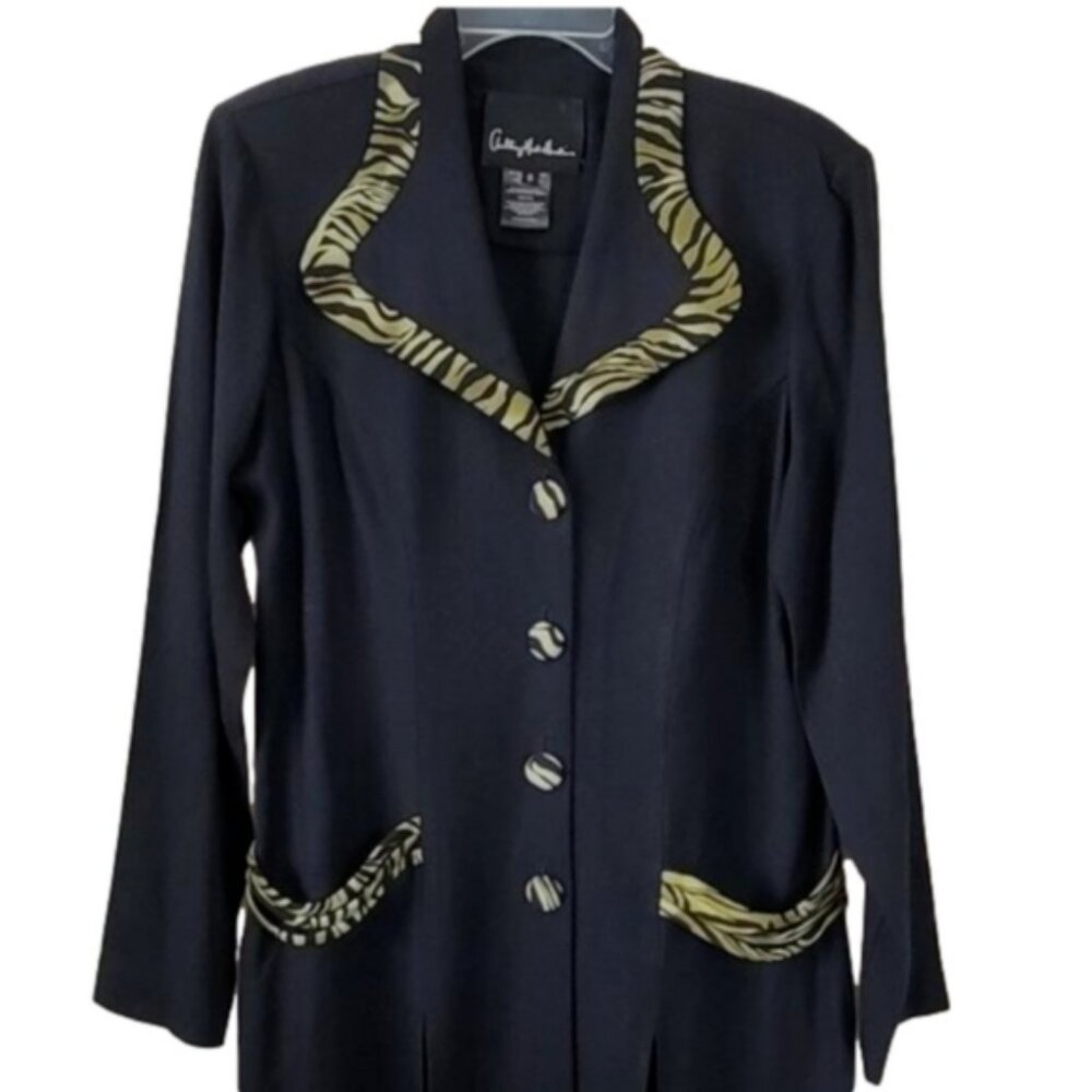 Anthony Mark Hankins Vtg Sz 8 Blazer black zebra stripe academia Y2K preppy ofc